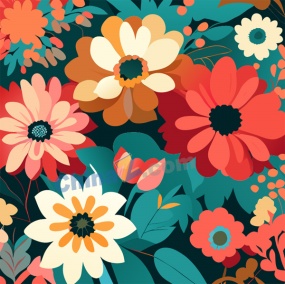 多彩鲜花矢量背景图设计